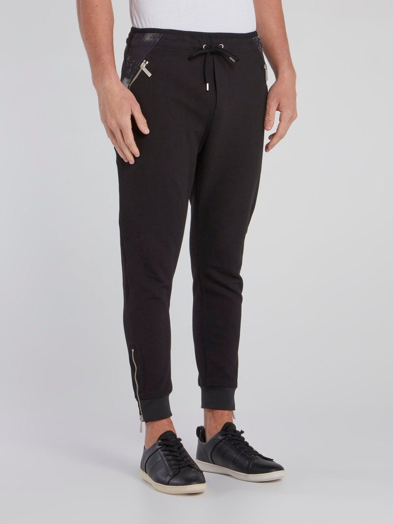 Black Zipper Pocket Active Pants