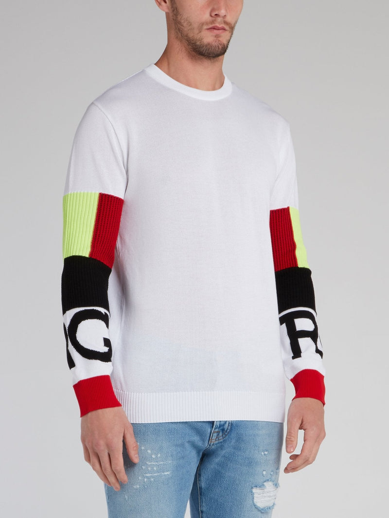 White Sleeve Colour Block Sweater