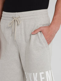 Beige Statement Drawstring Sweatshorts