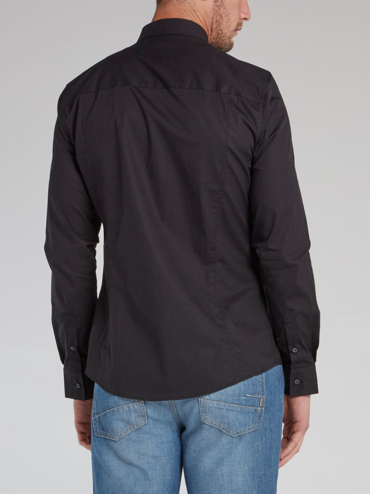 Black Logo Tape Button Down Shirt