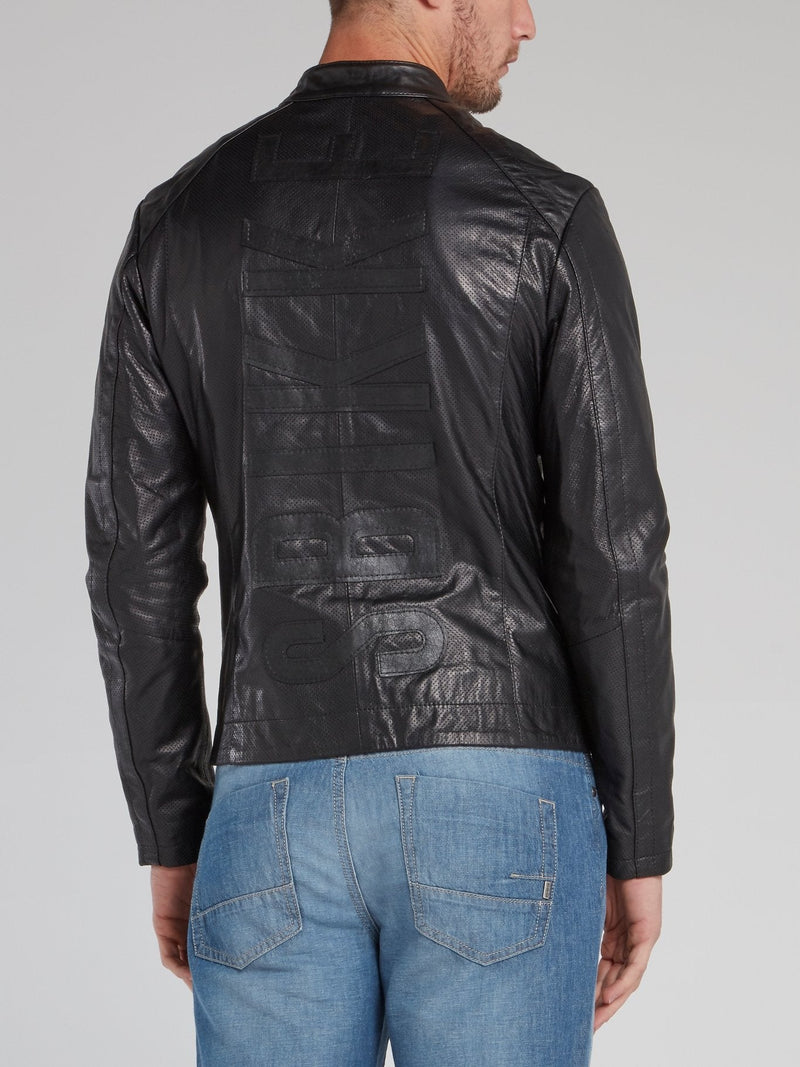 Black Perforated Leather Jacket