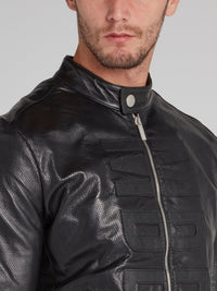 Black Perforated Leather Jacket