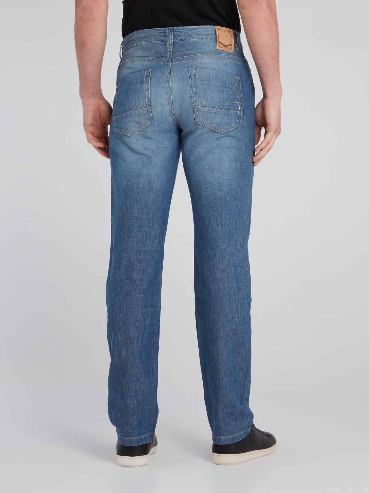 Blue Straight Leg Denim Pants