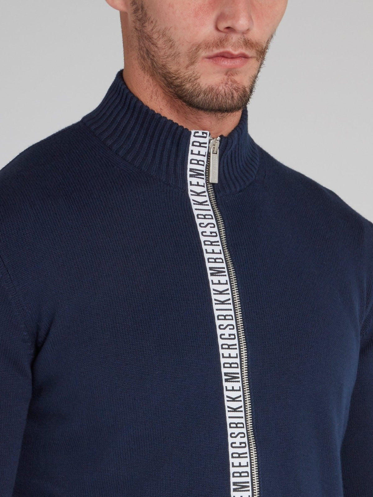 Navy Logo Tape High Neck Sweater