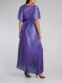 Purple Snake Effect Tie Front Dress