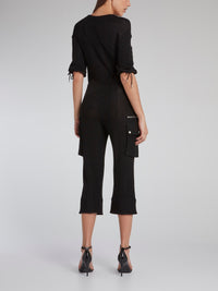 Black Drawstring Trapeze Jumpsuit