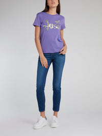 Purple Sequin Snake Logo T-Shirt