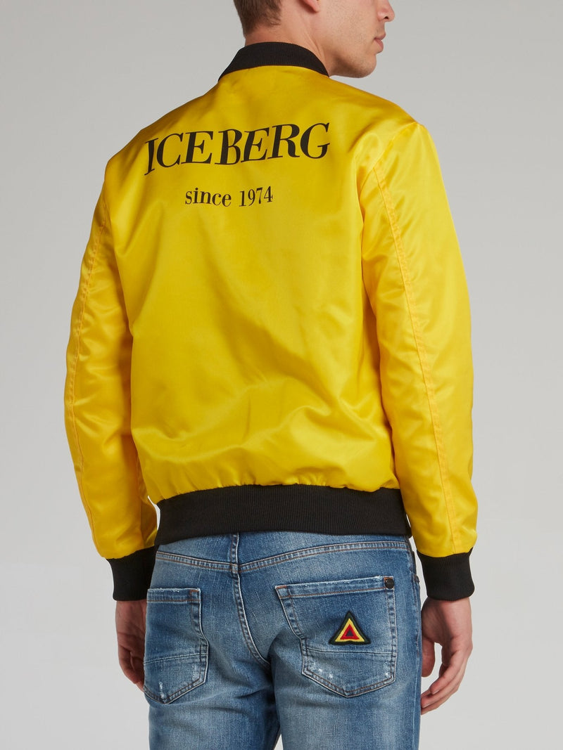 Yellow Logo Print Sports Jacket