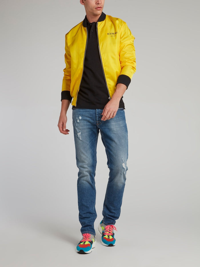 Yellow Logo Print Sports Jacket