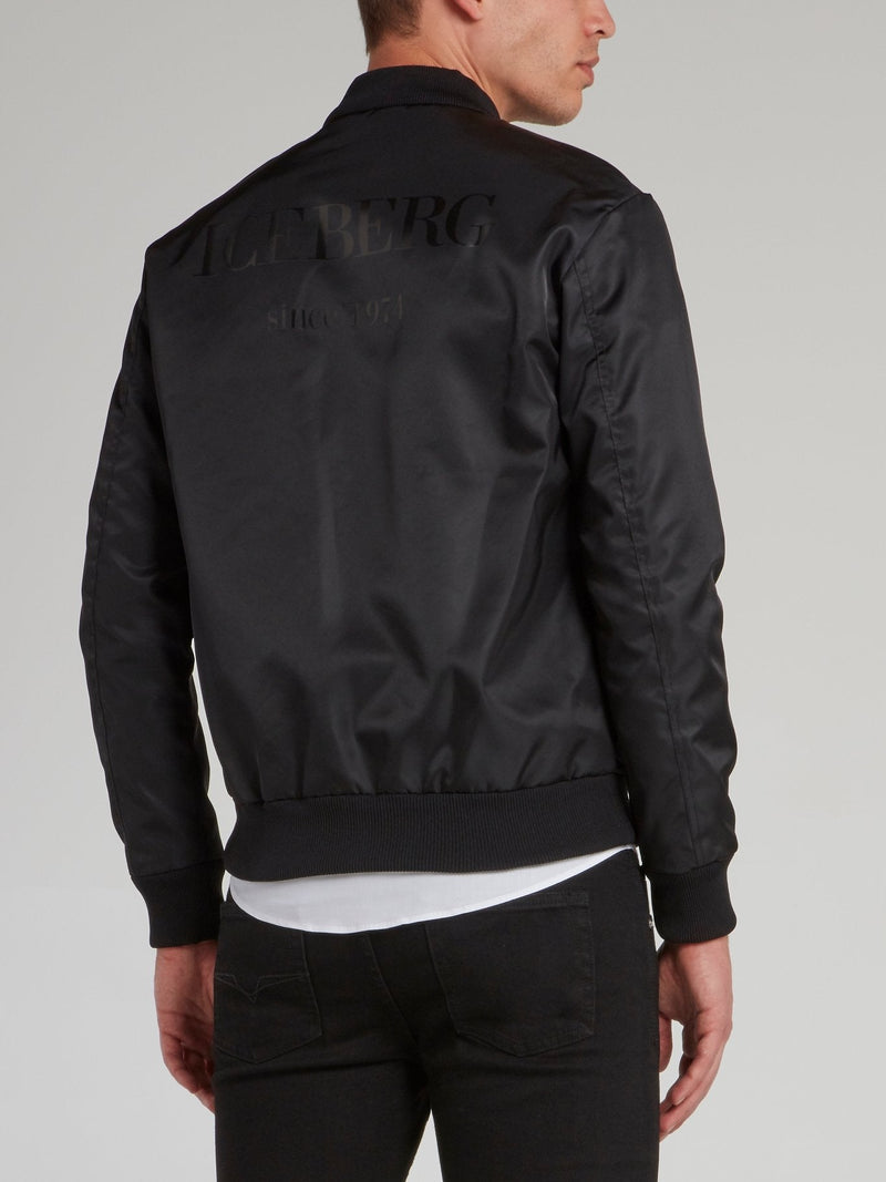 Black Logo Print Sports Jacket