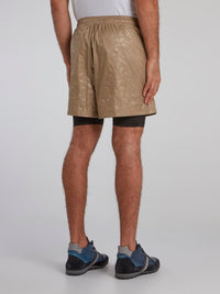 Brown Geometric Track Shorts