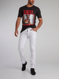 White Distressed Skinny Trousers