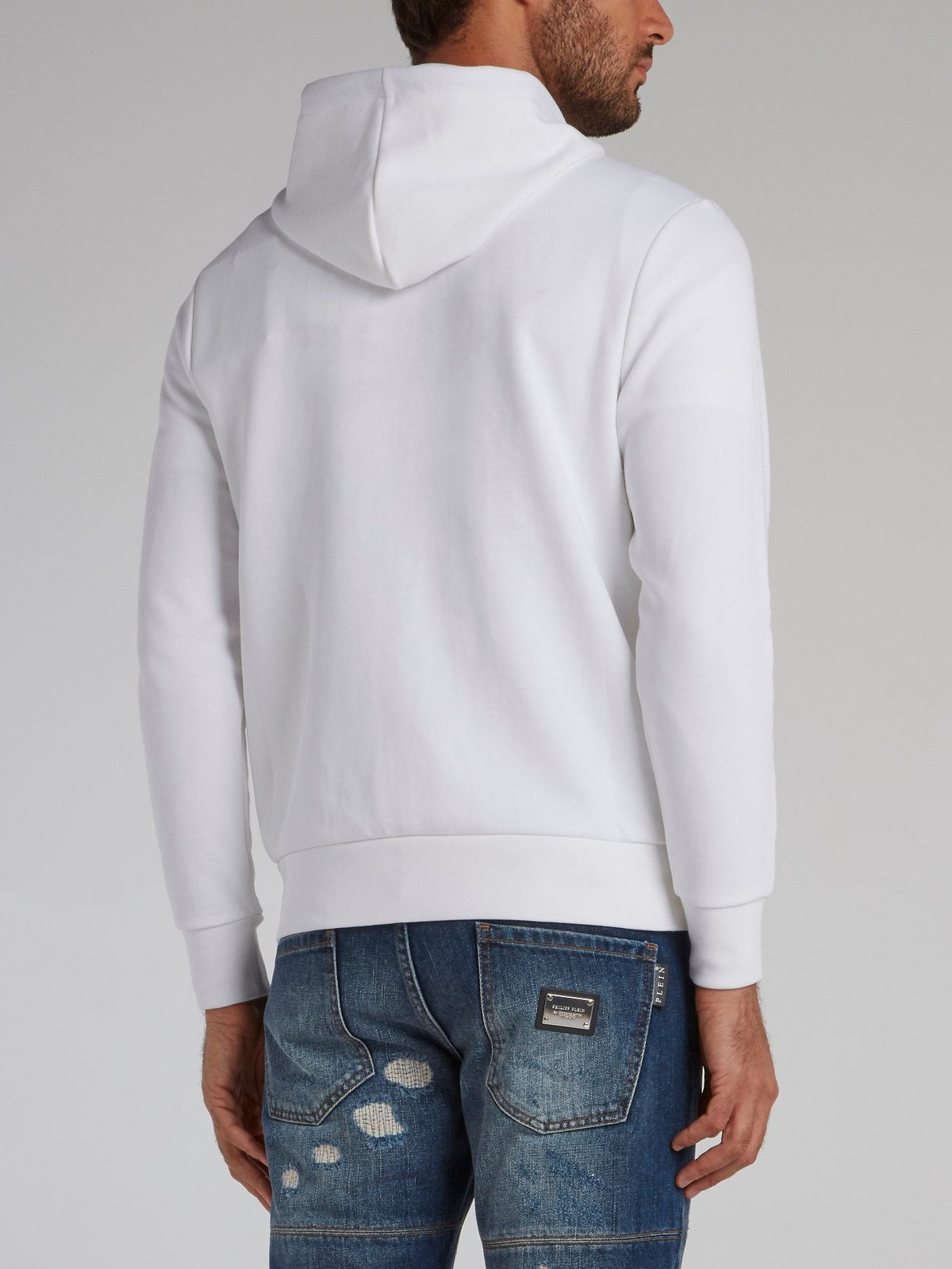 White Contrast Hoodie Sweat Jacket