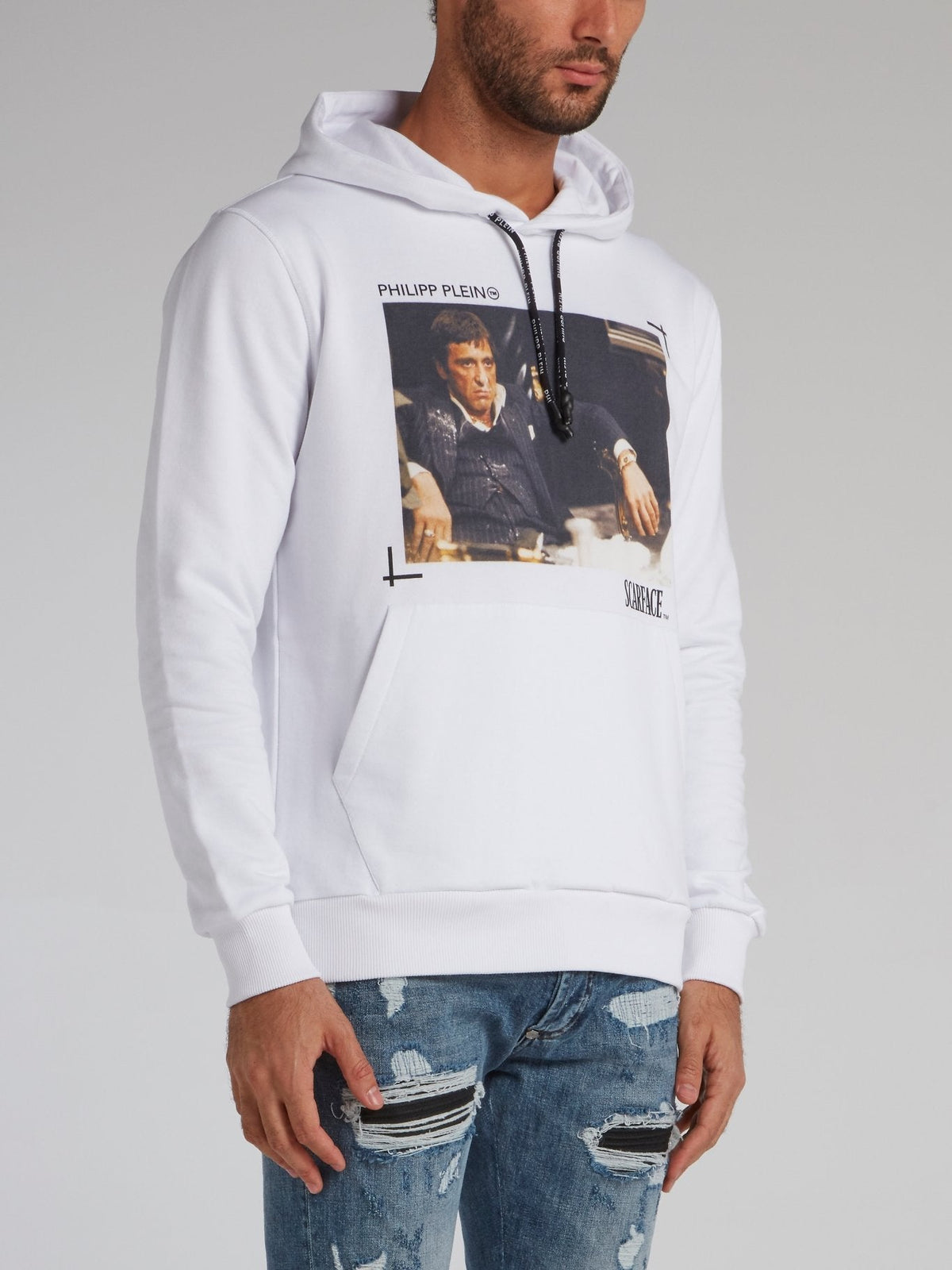 Scarface White Drawstring Hoodie