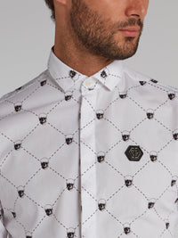 White Skull Print Long Sleeve Shirt