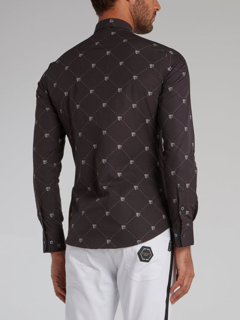 Black Skull Print Long Sleeve Shirt