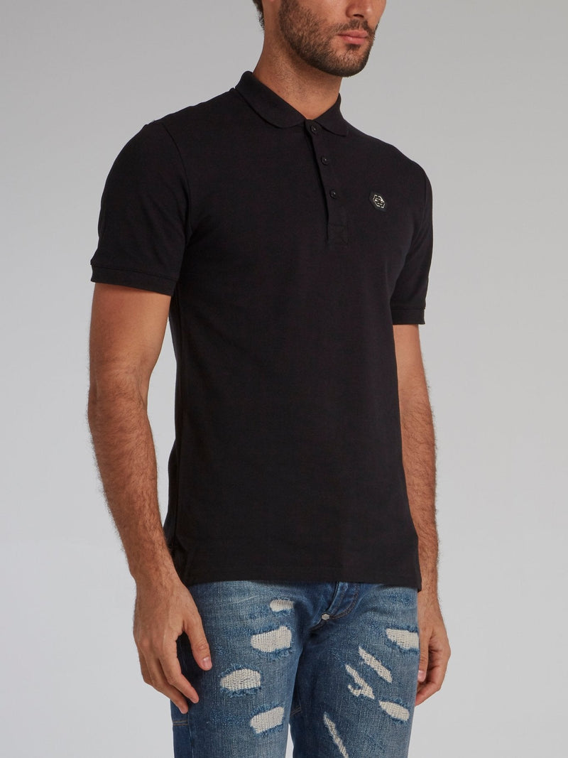 Black Rear Studded Skull Polo Shirt