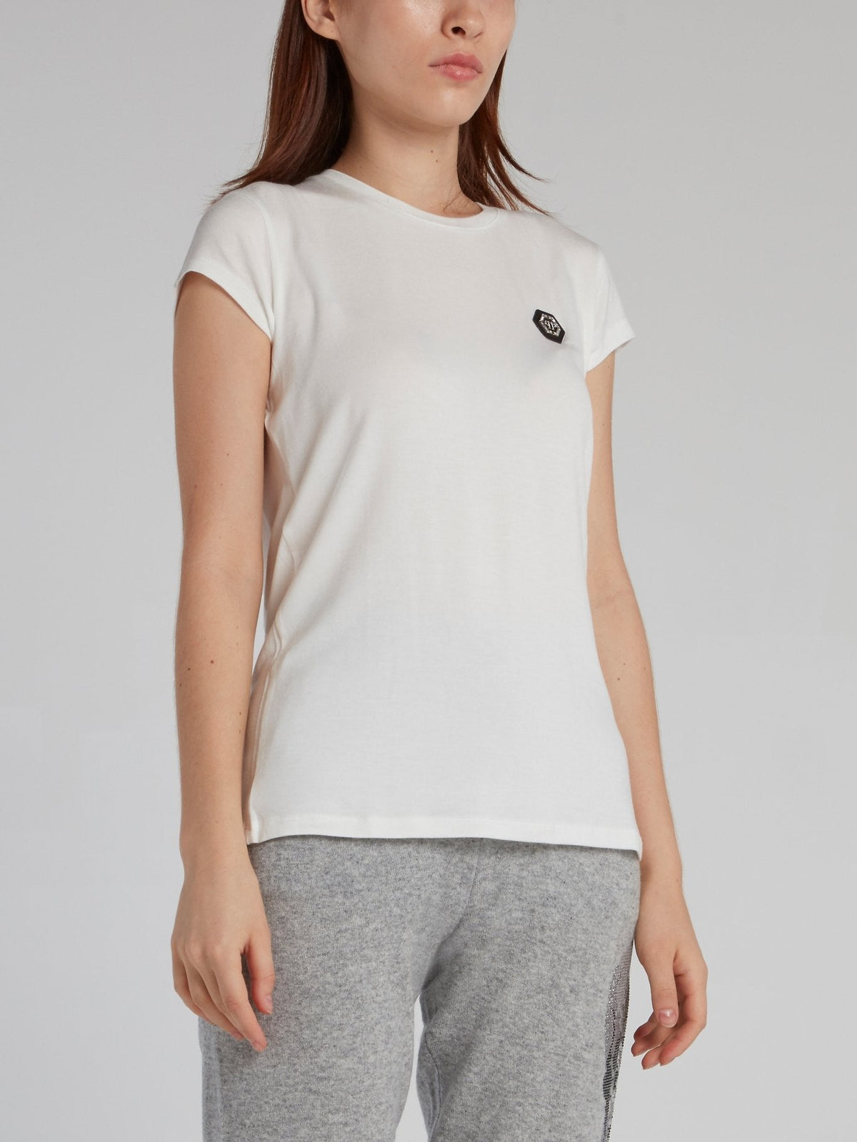 White Monogram Appliqu��d Crewneck T-Shirt