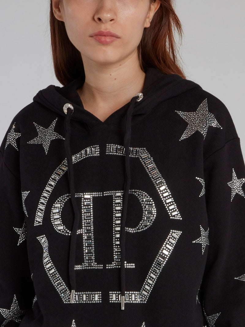 Black Crystal Monogram Hoodie