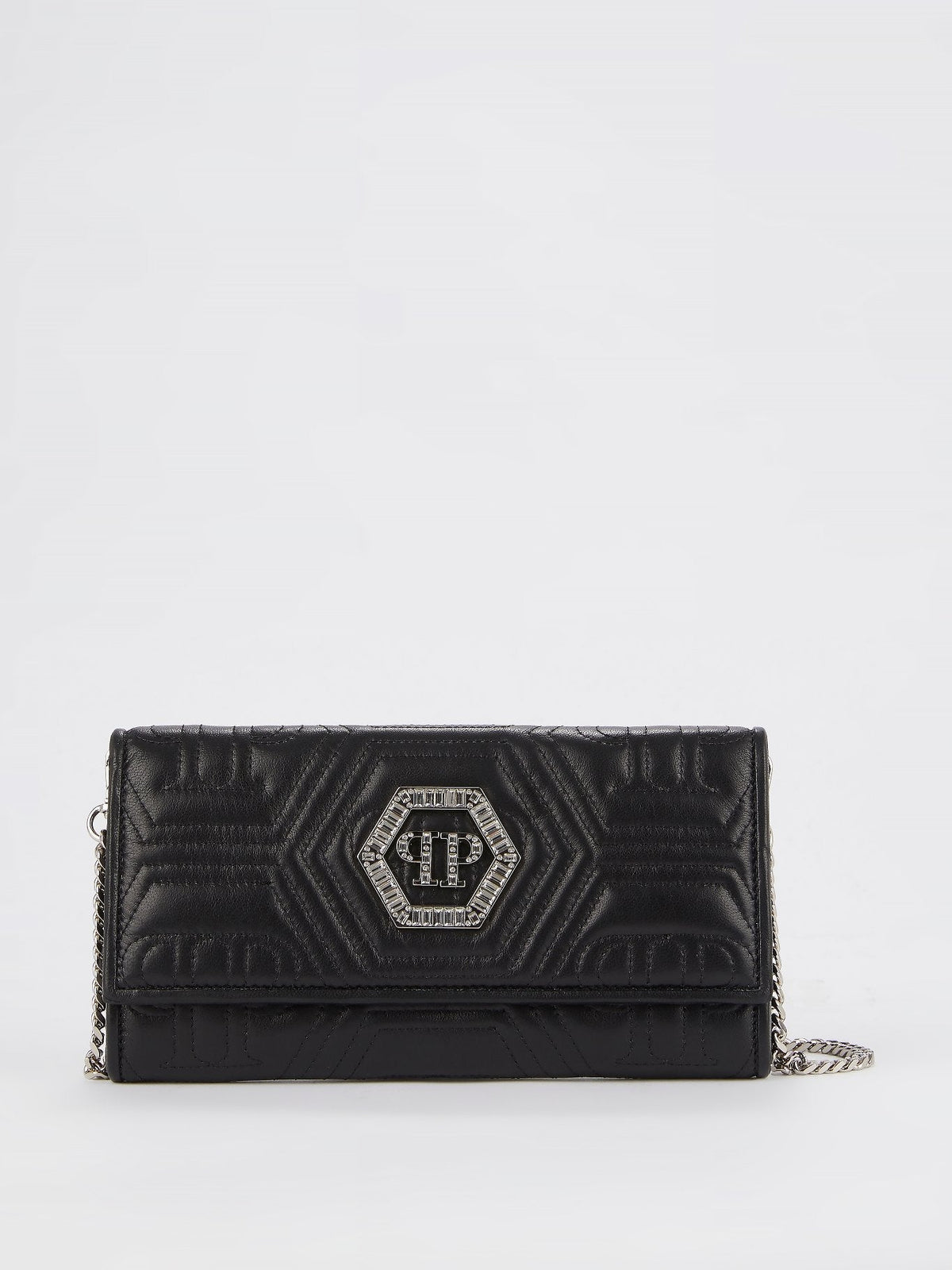 Black Crystal Monogram Clutch Bag