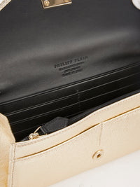 Gold Leather Clutch Bag