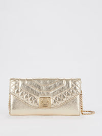 Gold Leather Clutch Bag