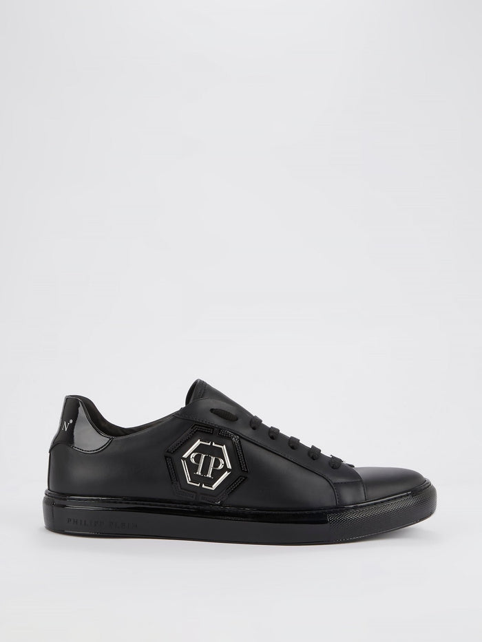 Black Low Top Monogram Sneakers