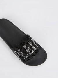 Black Studded Logo Slides