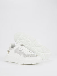 White Runner Crystal Logo Sneakers