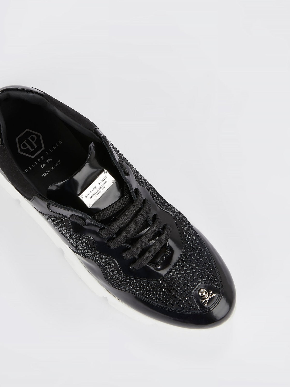 Black Runner Crystal Logo Sneakers