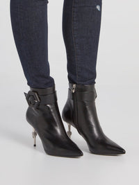 Black Belted Skull Ankle Boots