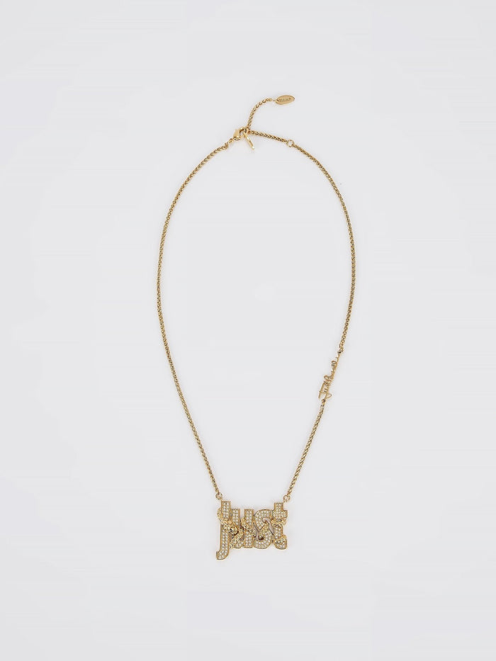 Gold Crystal Studded Monogram Necklace