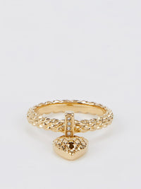 Gold Heart Embellished Ring - Size 8