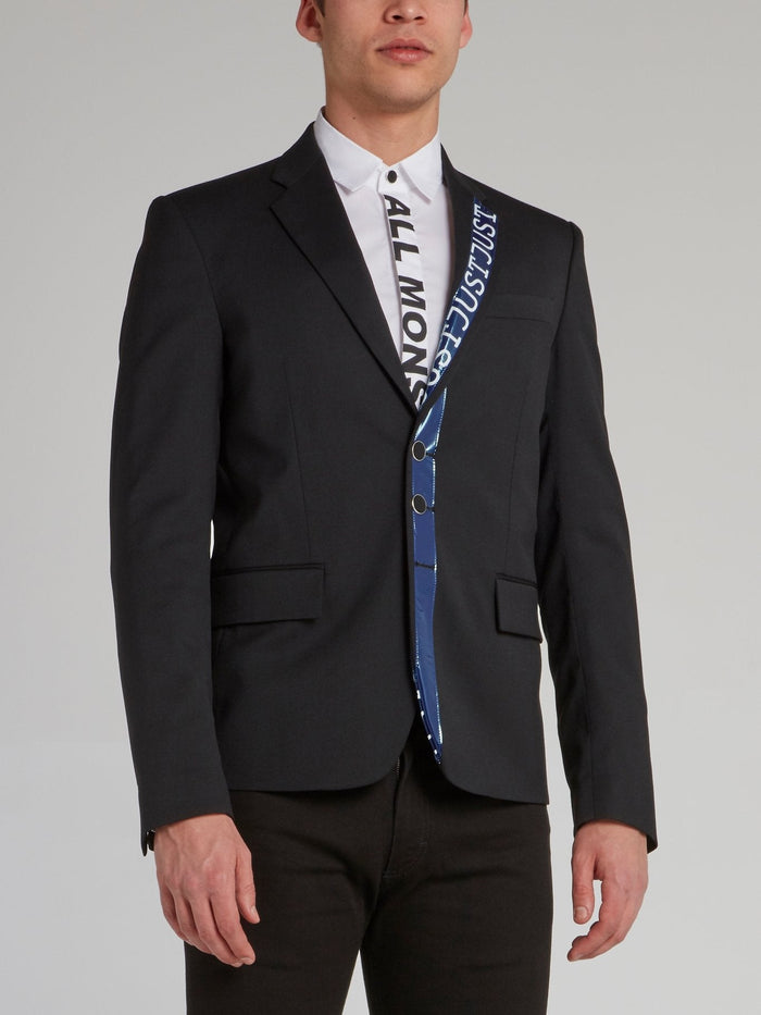 Black Logo Trim Blazer