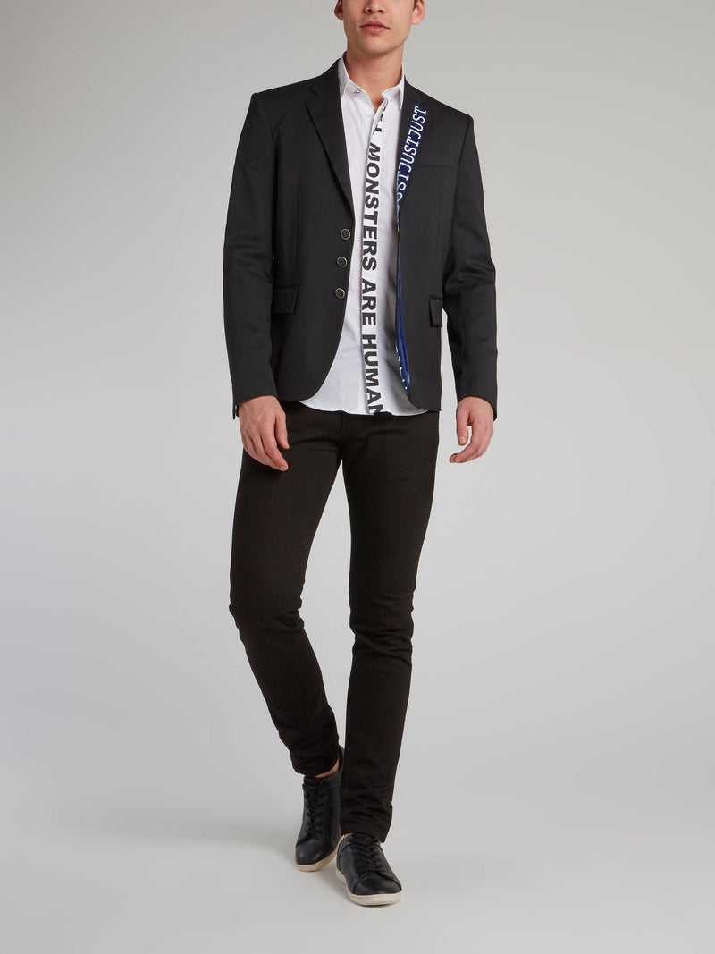 Black Logo Trim Blazer