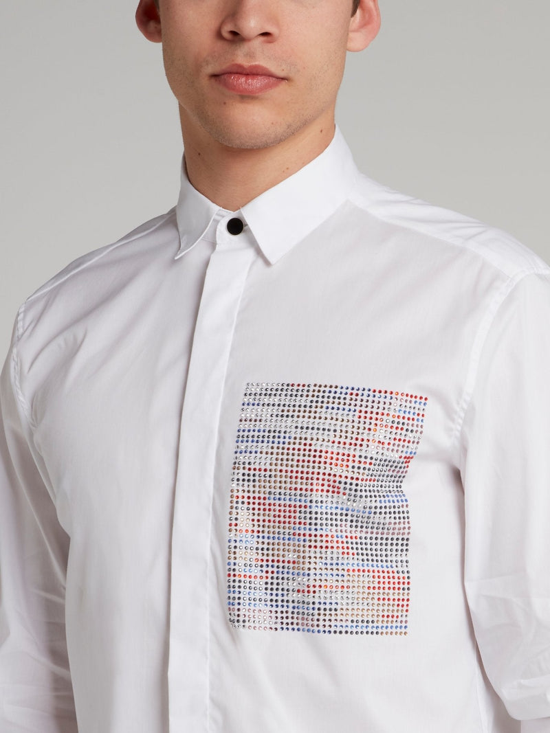 White Multi-Stud Panel Shirt