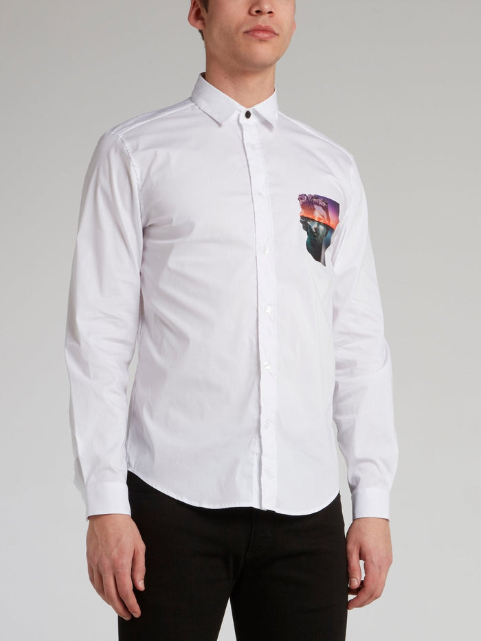 White Sculpture Print Shirt