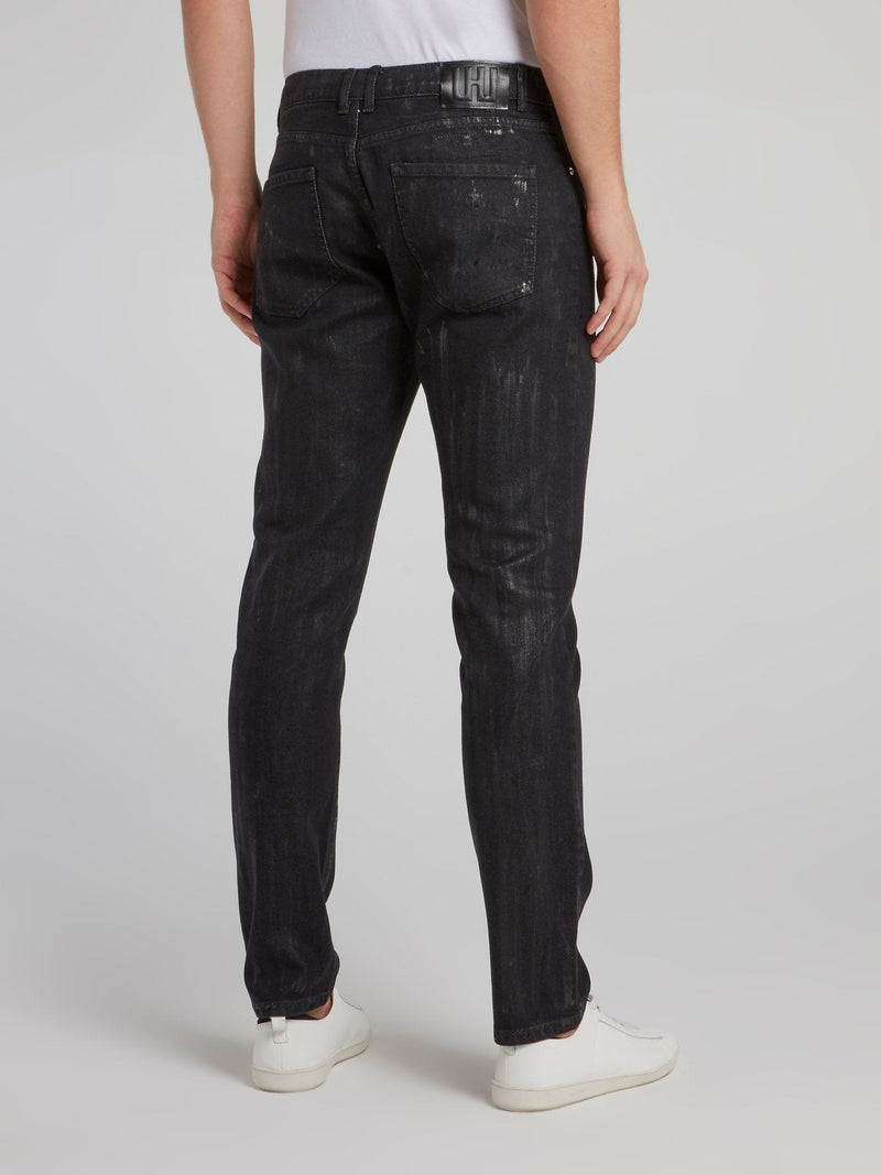 Black Rustic Slim Fit Jeans