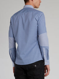 Blue Check Contrast Detail Shirt