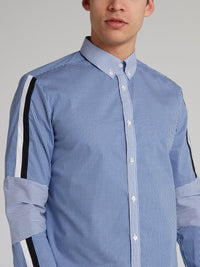 Blue Check Contrast Detail Shirt