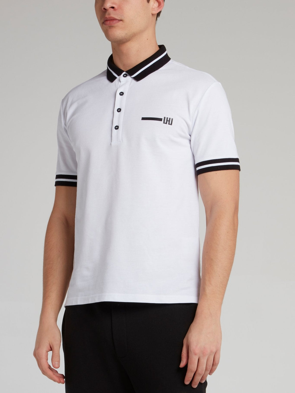 White Stripe Trim Polo Shirt