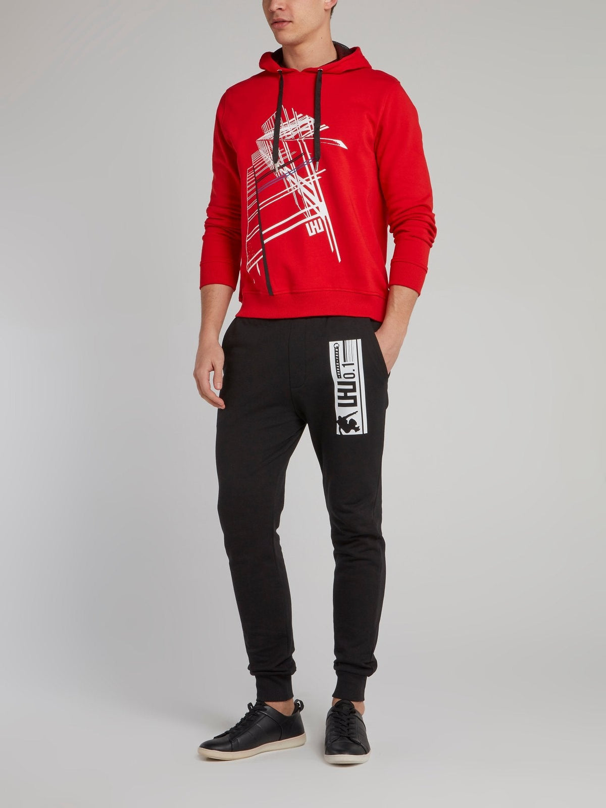 Red Graphic City Print Hoodie