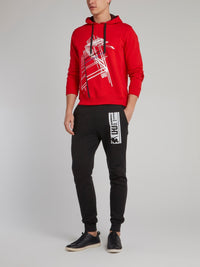 Red Graphic City Print Hoodie