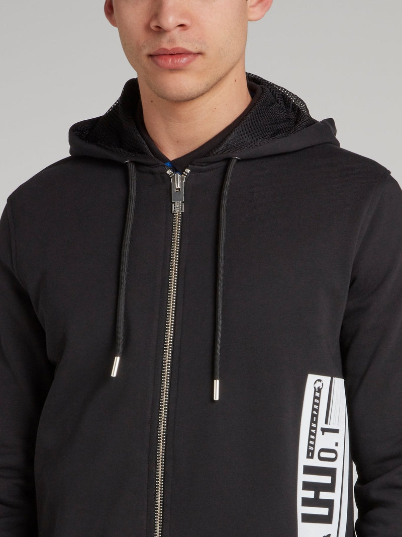 Black Rubber Barcode Detail Sweatshirt