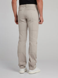 Beige Paneled Chino Pants