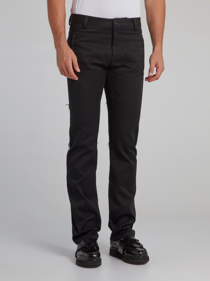 Black Paneled Chino Pants