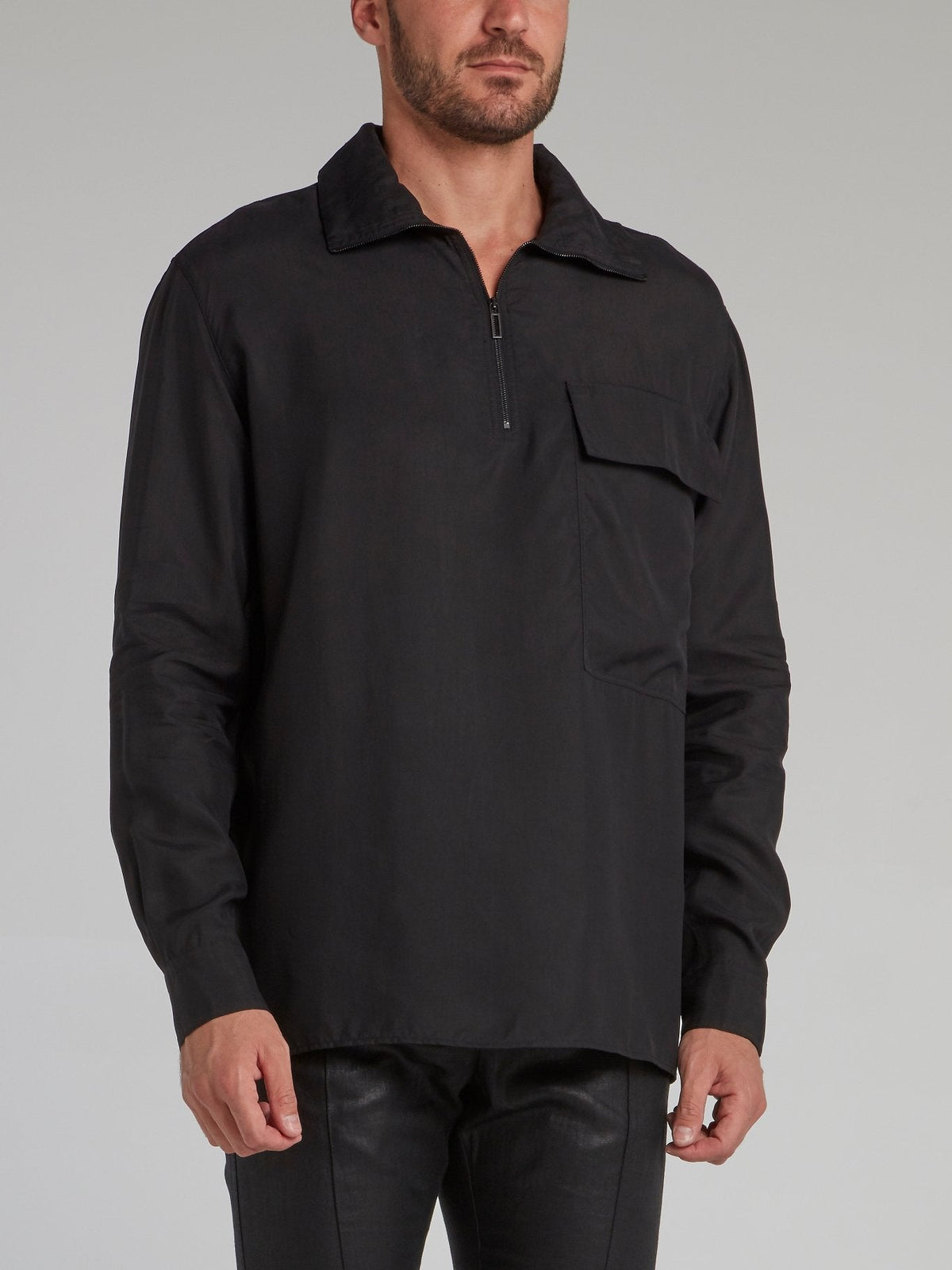 Black Abstract Print Cargo Shirt