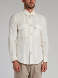 White Button Up Cargo Shirt