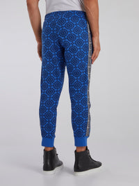 Blue Mosaic Print Track Pants