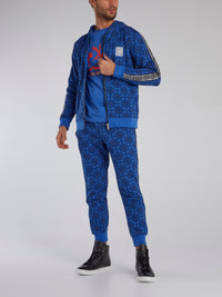 Blue Mosaic Print Track Pants